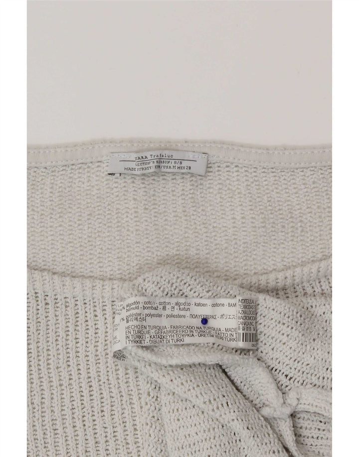 Top Zara da donna manica 3/4 UK 12 cotone bianco medio
