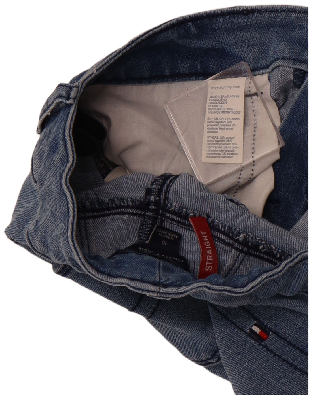 TOMMY HILFIGER Jeans dritti per bambina 9-10 anni W24 L25 Cotone blu navy