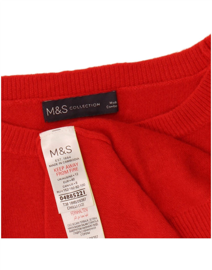 Maglione maglione girocollo corto da donna Marks & Spencer UK 12 rosso medio