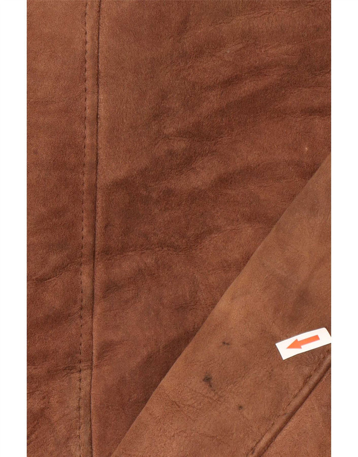 Cappotto vintage in shearling da uomo UK 40 grande marrone