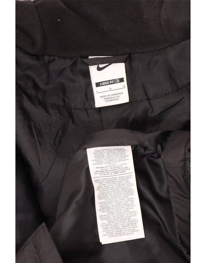 Cappotto imbottito con cappuccio grafico Nike da uomo UK 40 grande poliestere nero