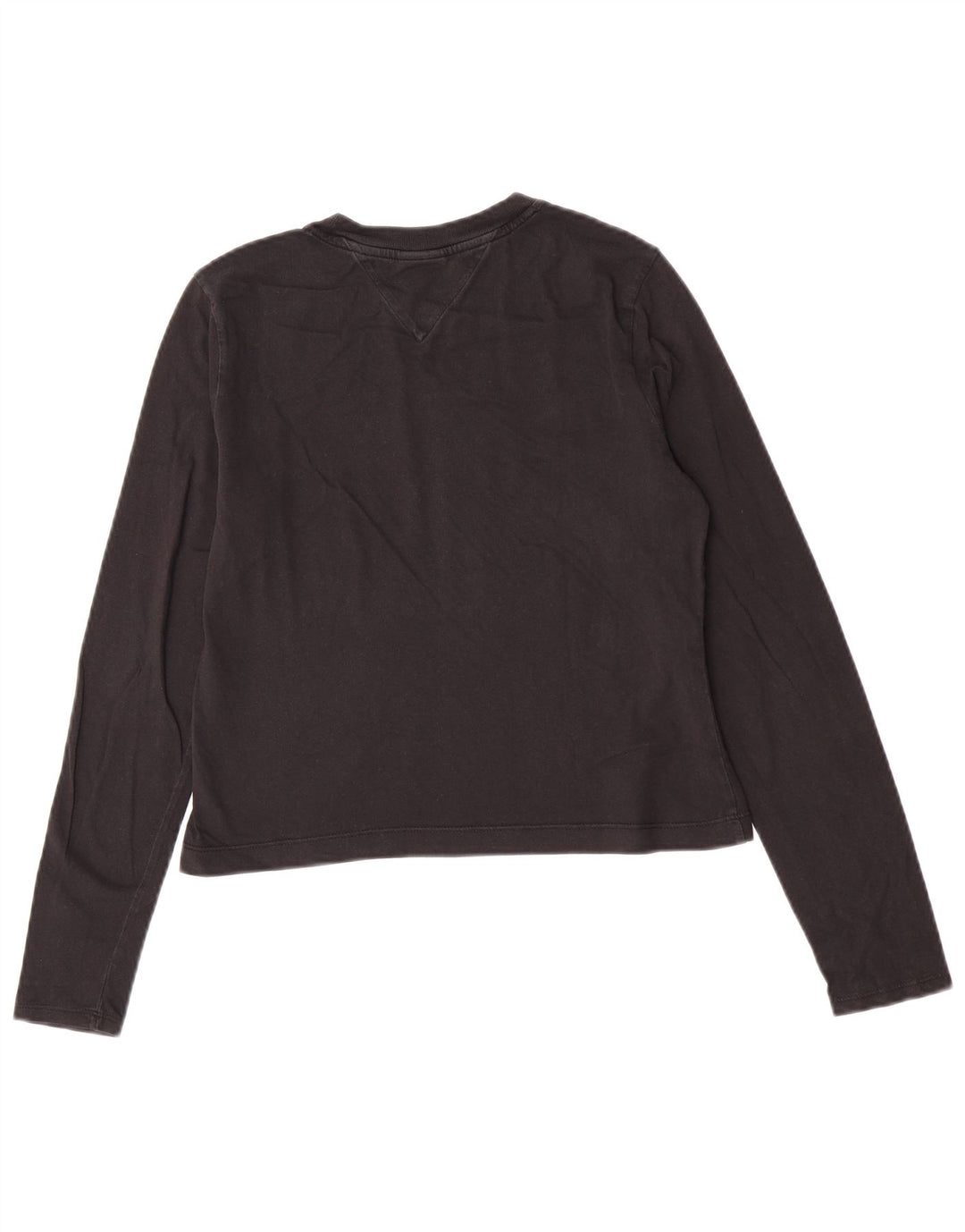 Tommy Hilfiger Donna Crop Graphic Top Manica Lunga UK 12 Medio Nero