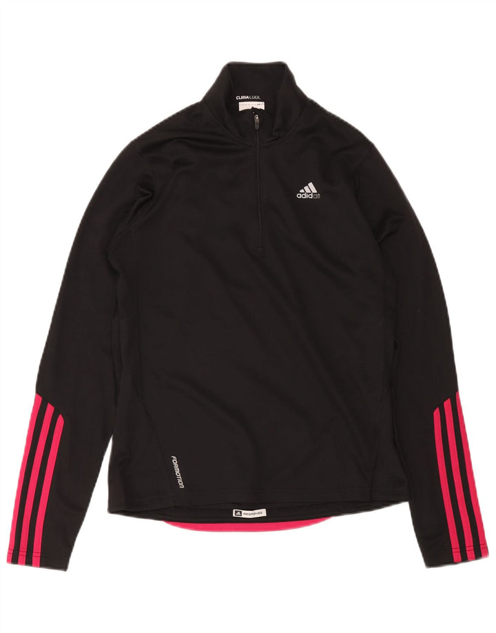 Adidas Donna Climacool Zip Neck Pullover Tuta Top UK 10 Small Nera