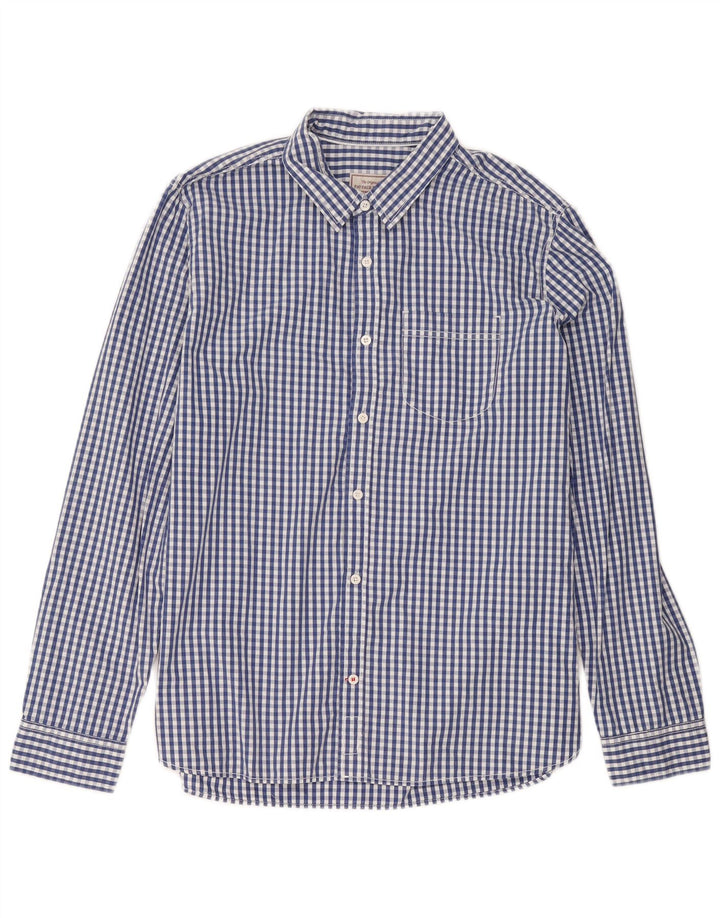 Camicia da uomo Fat Face Large in cotone a quadretti blu