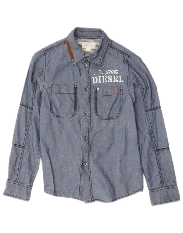DIESEL Camicia grafica per ragazzi 9-10 anni in cotone blu medio