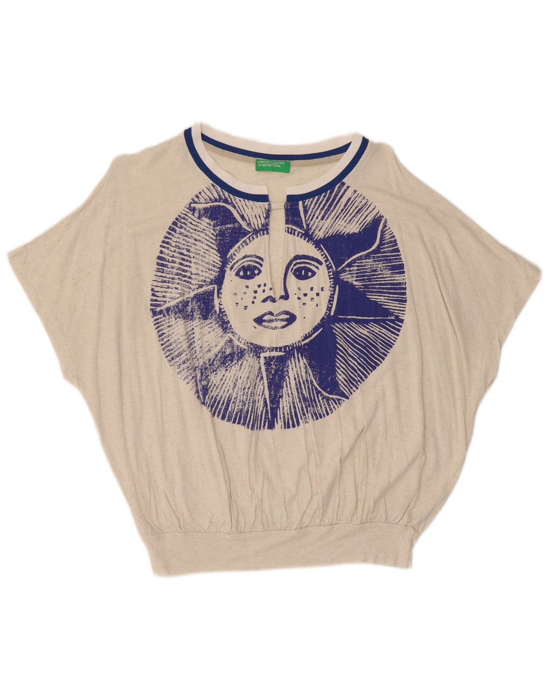 Camicetta a pipistrello corta da donna Benetton Top UK 14 medio bianco sporco