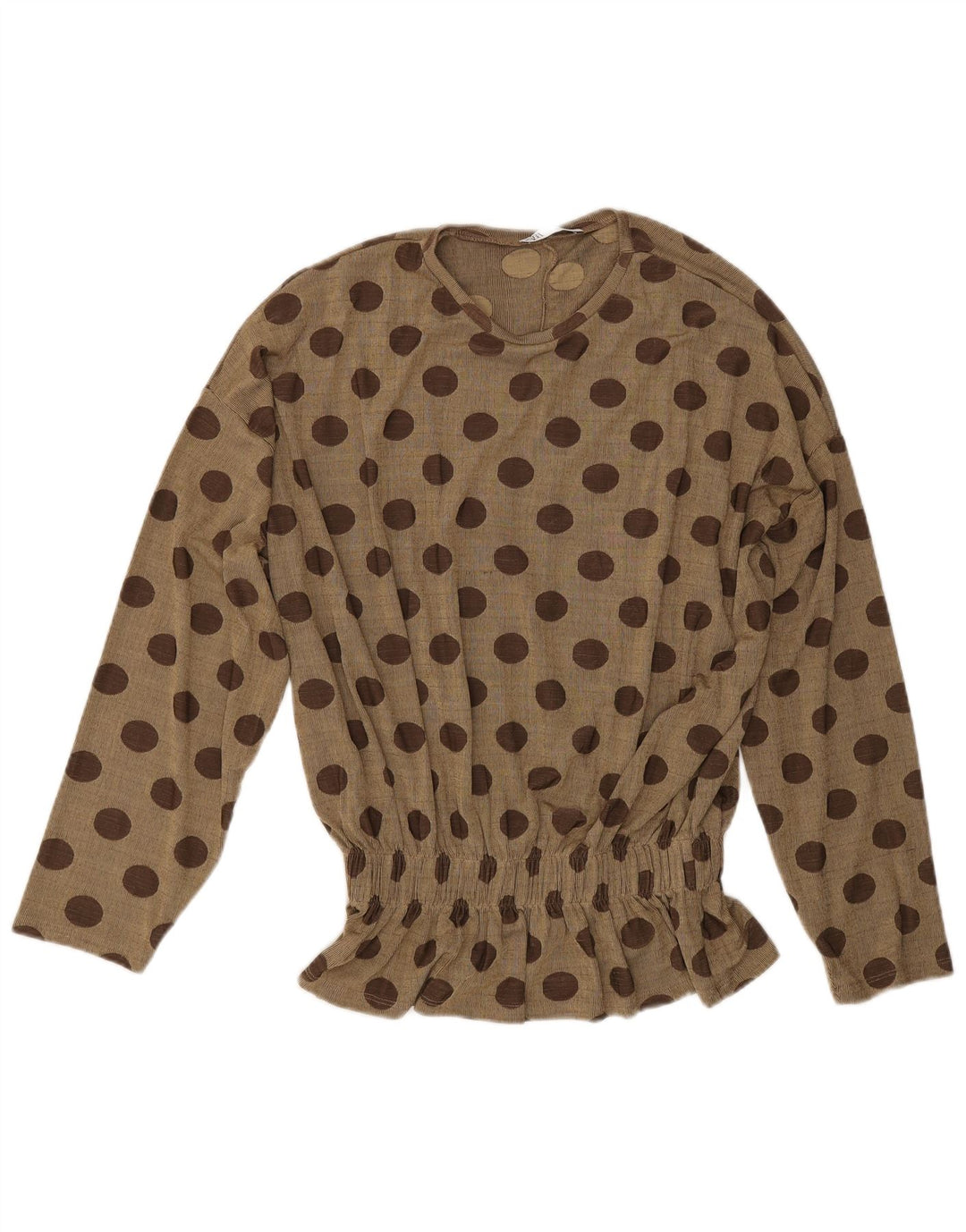 Blusa oversize a maniche lunghe da donna Zara, top UK 10, piccolo kaki a pois