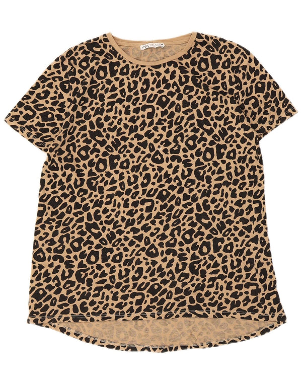 T-shirt Zara da donna Top UK 10 piccola stampa animalier beige