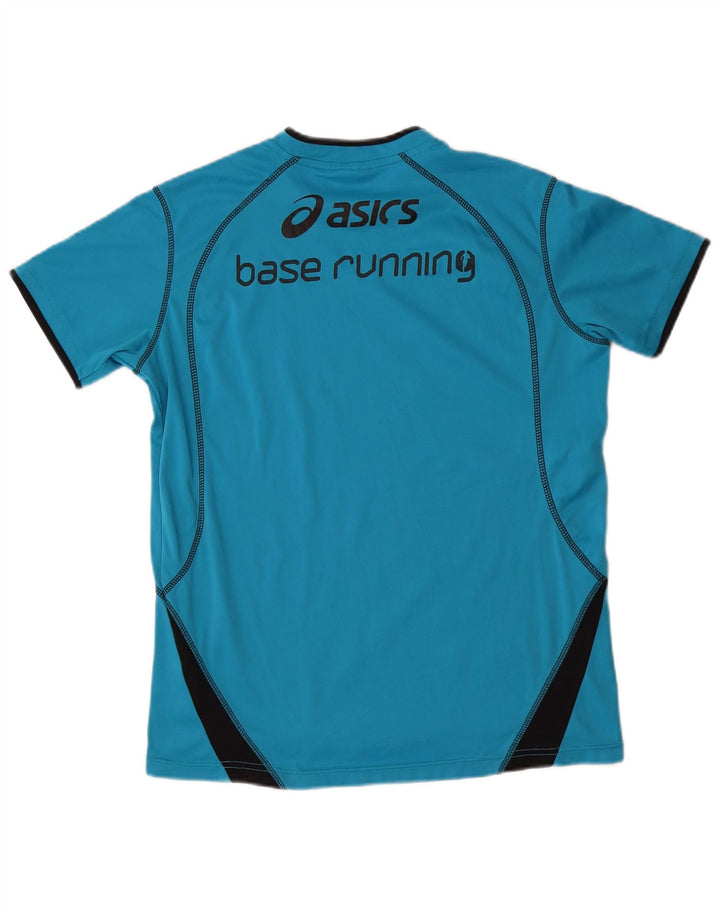 T-shirt grafica da uomo Asics Top in poliestere color block blu medio