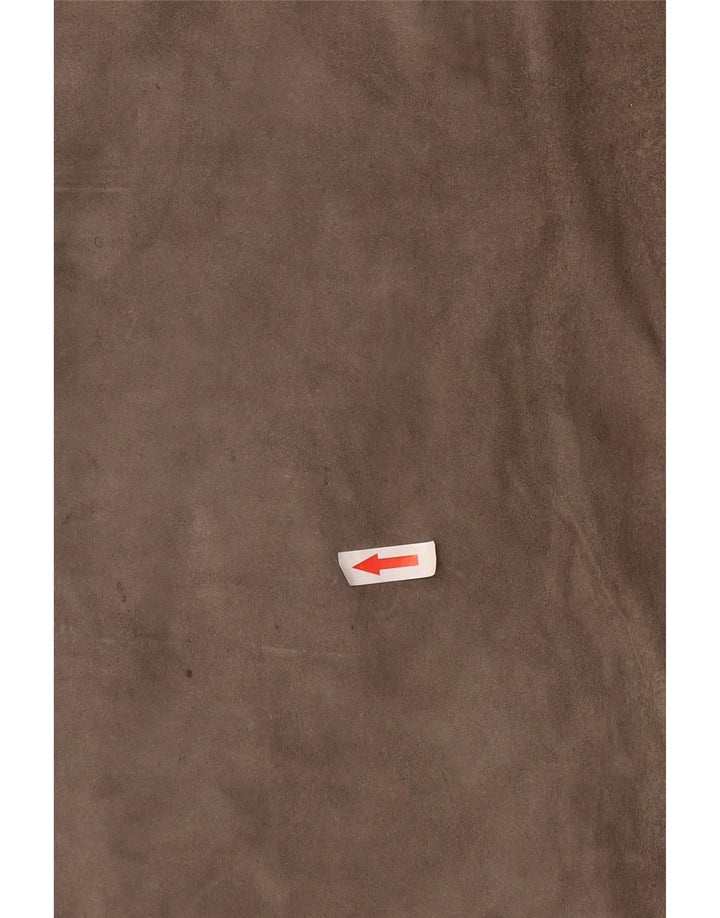 Gonna vintage in pelle scamosciata da donna W30 grigio medio