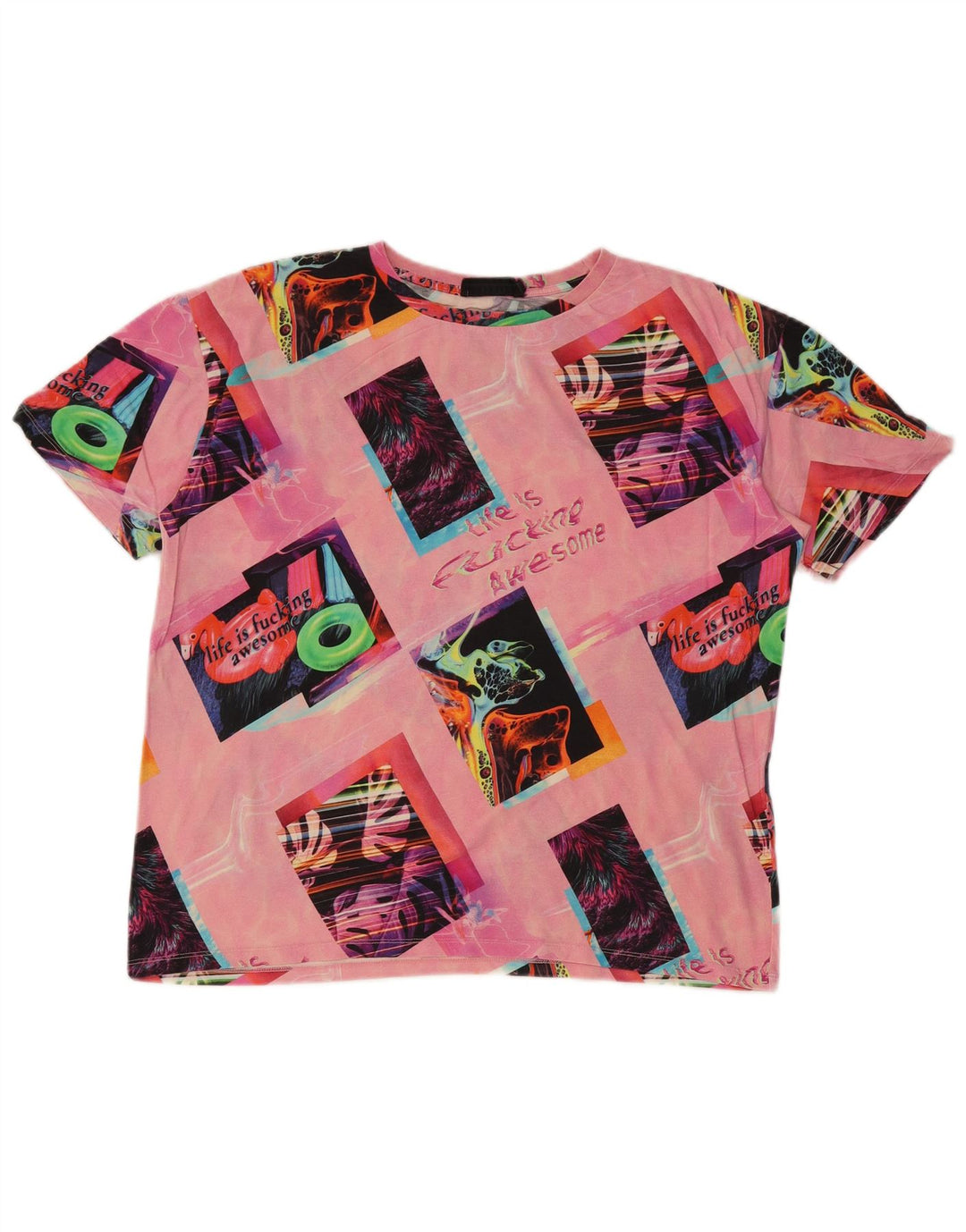 Desigual T-shirt grafica oversize da donna Top UK 10 Small Rosa