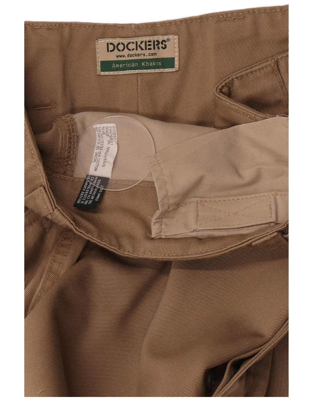 Pantaloni cargo dritti color kaki da uomo Dockers W34 L34 poliestere beige