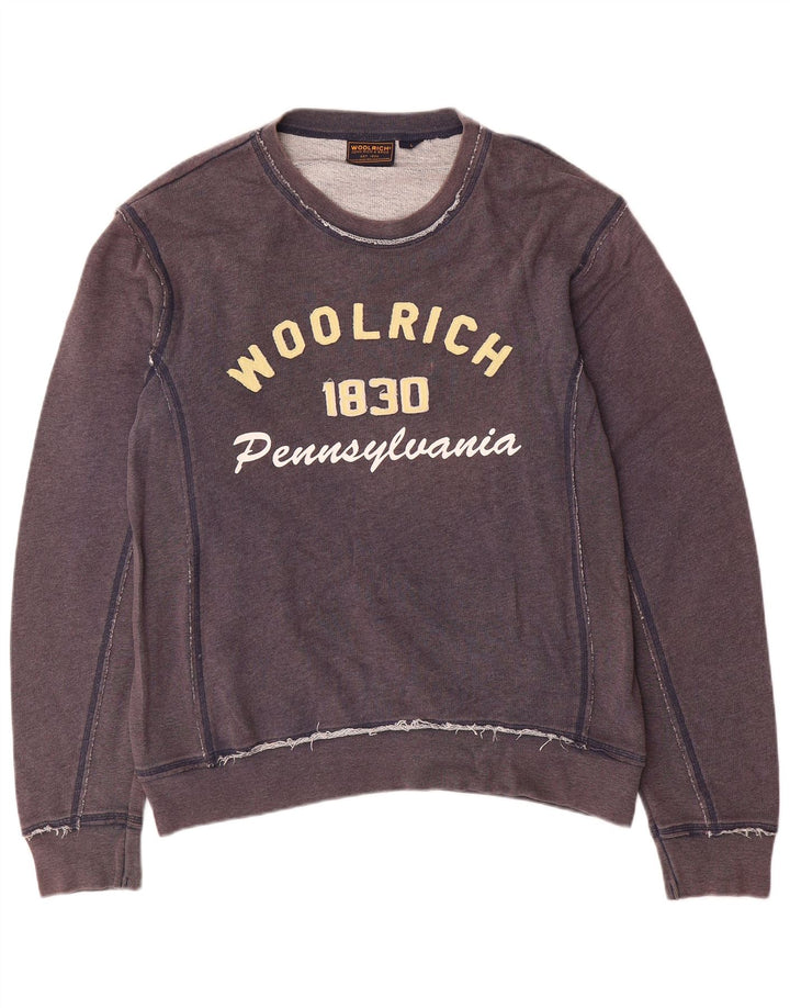 Felpa grafica da uomo Woolrich Maglione grande in cotone blu navy