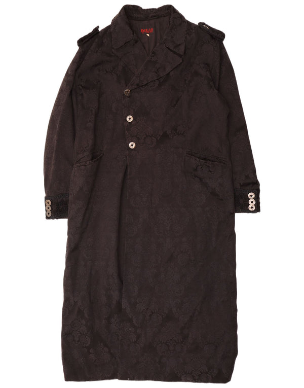 Trench vintage da donna UK 20 2XL cotone floreale nero