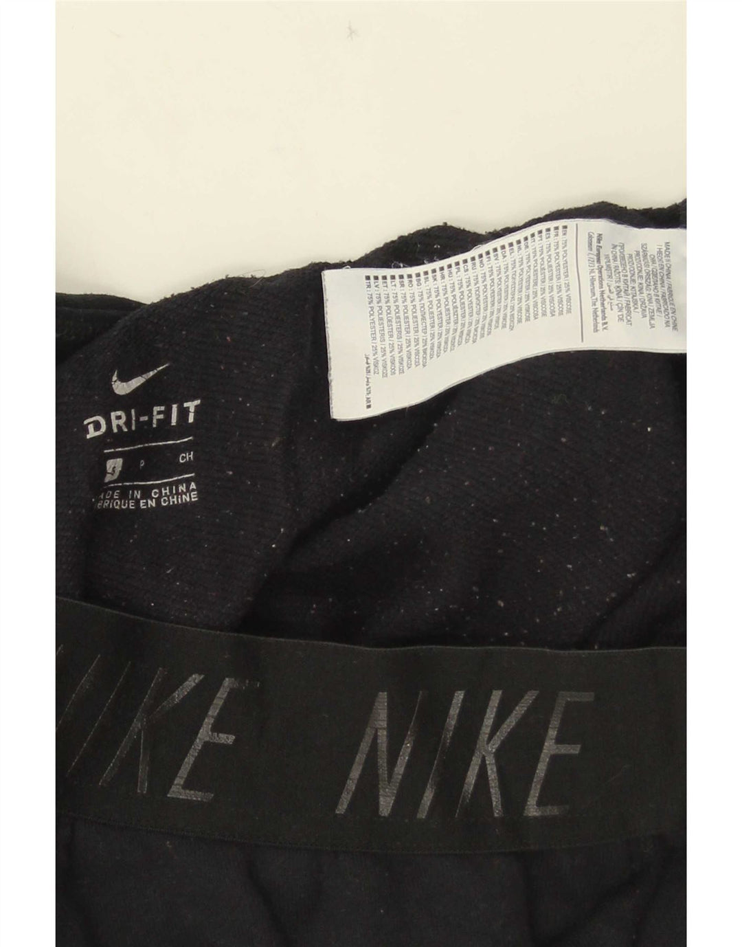 Pantaloni da tuta con grafica Nike Dri Fit da donna UK 10 Small Nero Poliestere