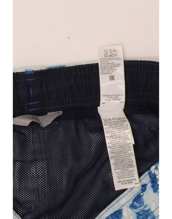 Marks & Spencer Pantaloncini da bagno da uomo con motivo astratto, grandi in poliestere blu