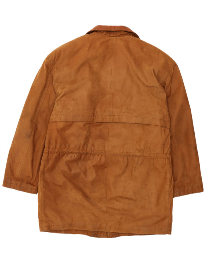 Giacca a vento in pelle da uomo vintage IT 46 piccola in pelle marrone
