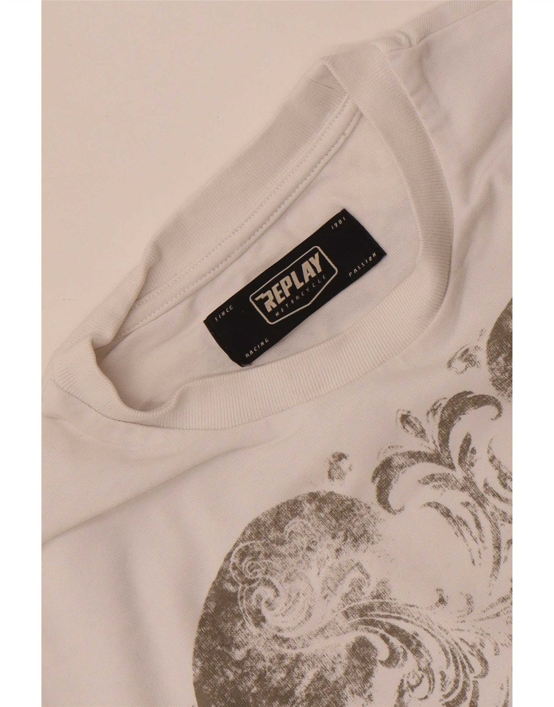 T-shirt grafica da uomo Replay Top piccola bianca