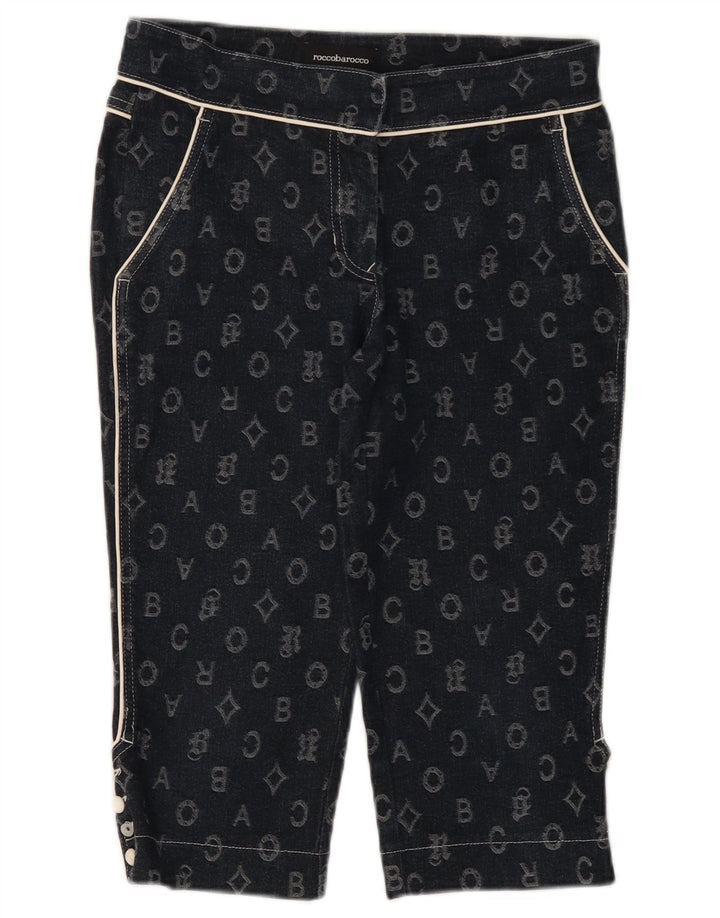 Pantaloni Capri da donna Roccobarocco IT 42 Medium W28 L17 Blu Navy geometrico