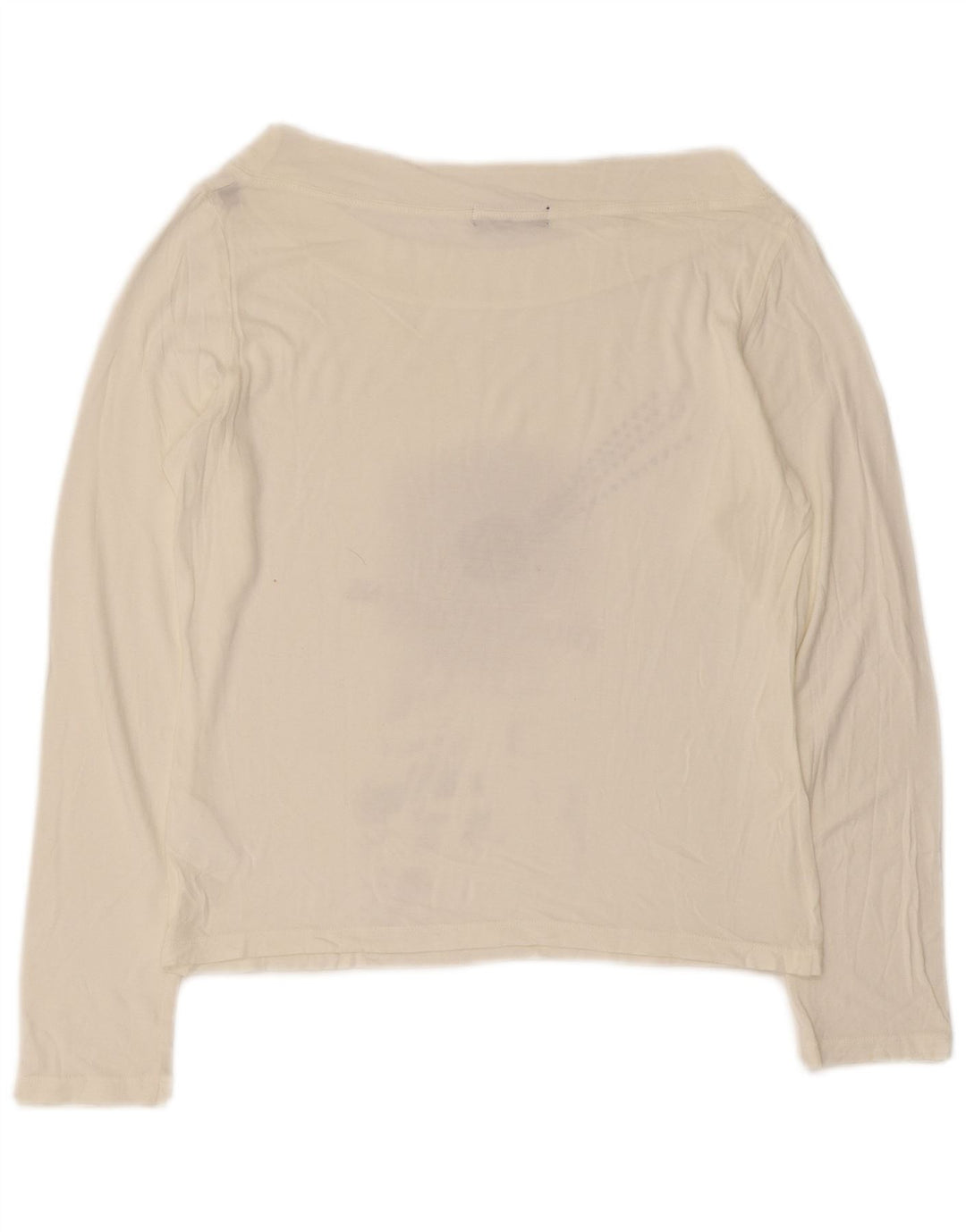 TRUSSARDI JEANS Top corto da donna con grafica manica lunga UK 12 Medium White