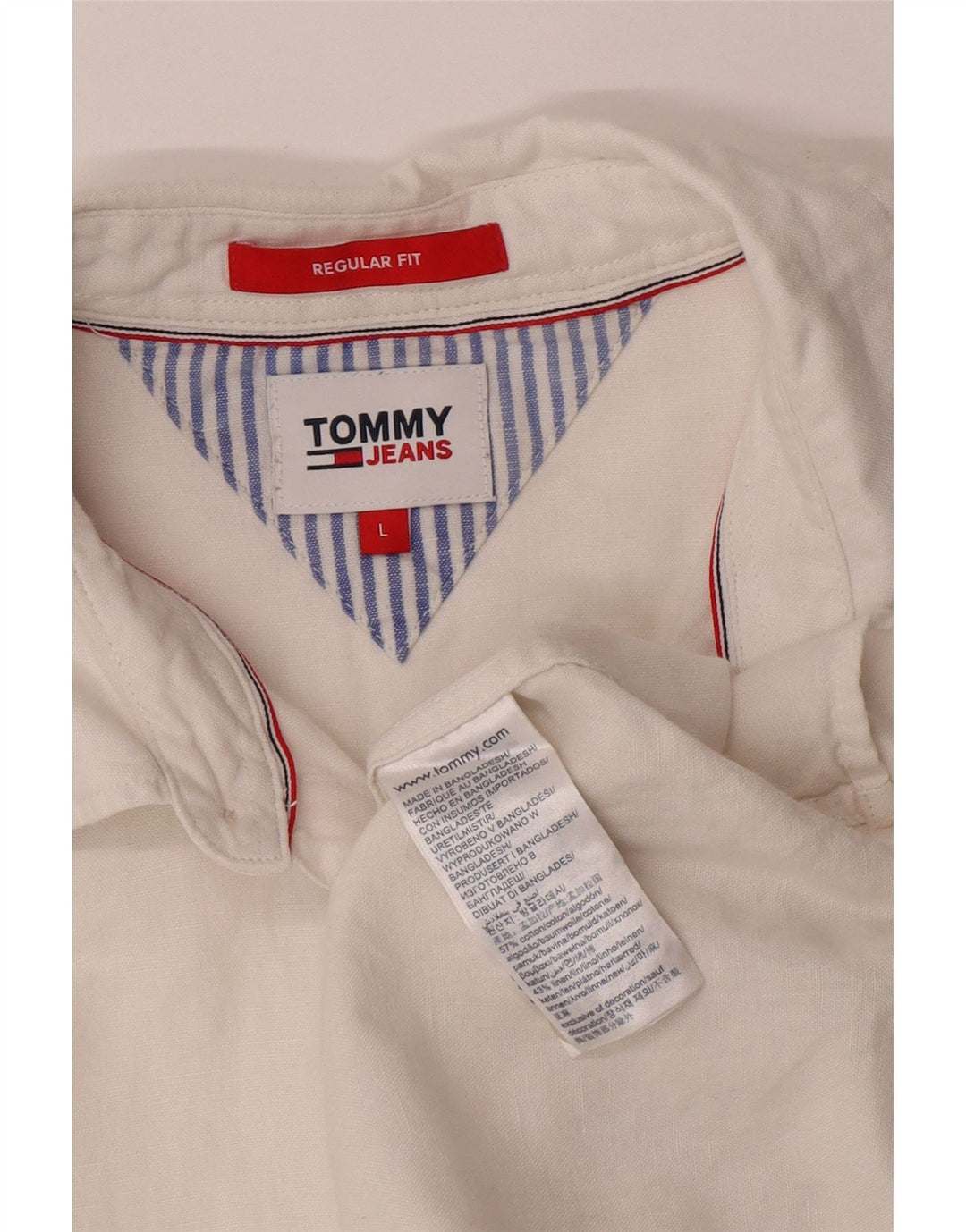 Camicia da uomo Regular Fit Tommy Hilfiger Large in cotone bianco