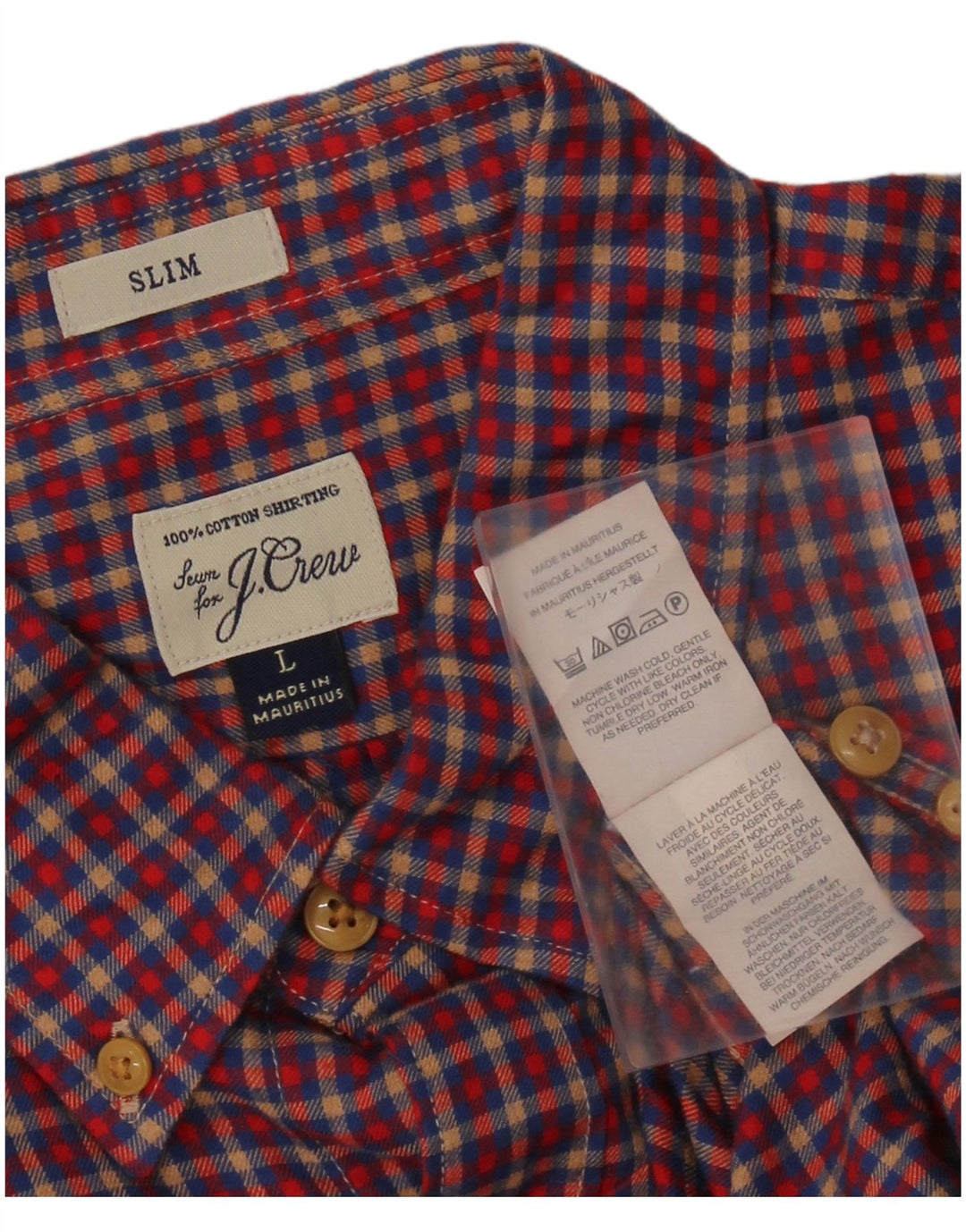 J. CREW Camicia da uomo in flanella slim fit in cotone a quadri rossi grandi