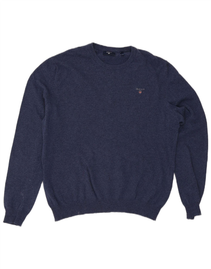 Gant Uomo Maglione Girocollo Maglione XL Blu Navy Lana