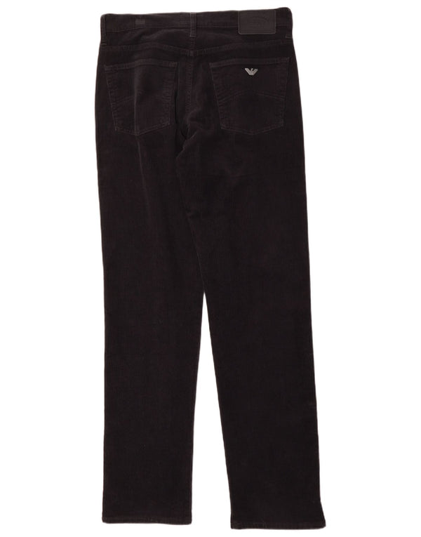Pantaloni dritti da uomo in velluto a coste Armani W34 L34 in cotone blu navy