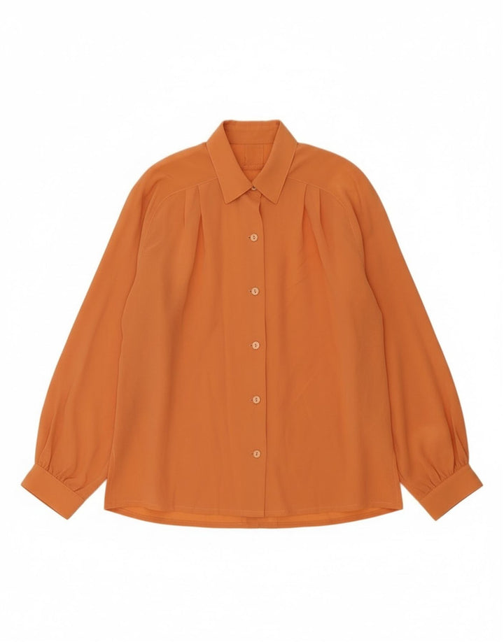 Camicetta camicia vintage da donna UK 12 arancione medio