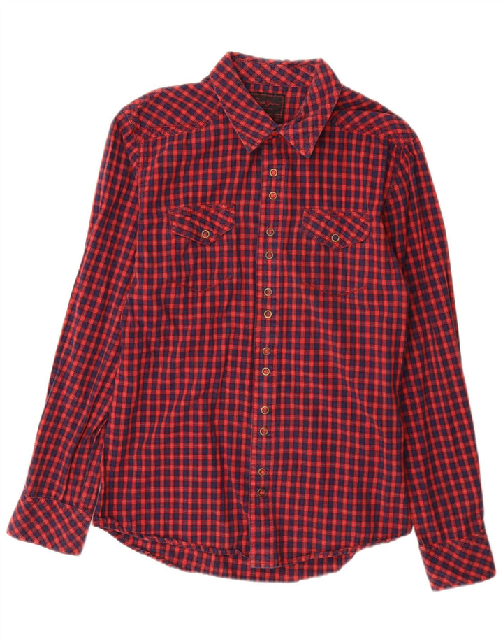 PEPE Jeans Camicia da uomo in flanella grafica piccola in cotone a quadretti rossi