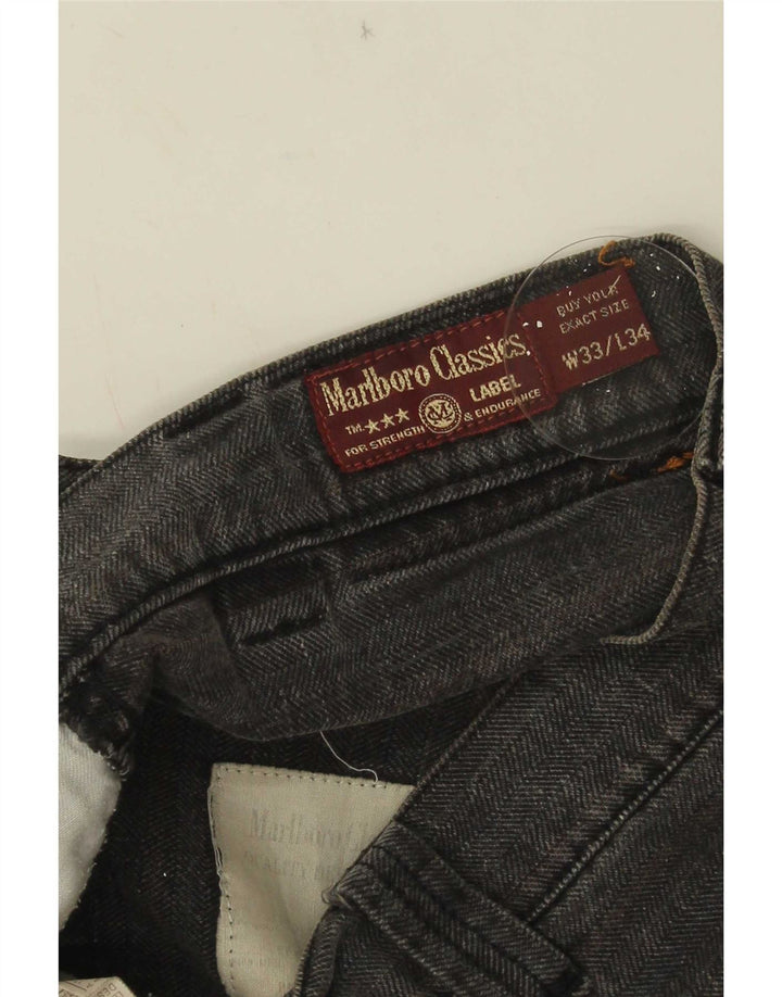 Pantaloni chino dritti da uomo Marlboro Classics W33 L31 grigio a spina di pesce
