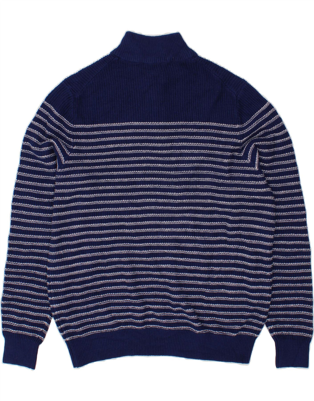 IZOD Mens Zip Neck Jumper Sweater Large Navy Blue Striped Cotton Vintage Izod and Second-Hand Izod from Messina Hembry 