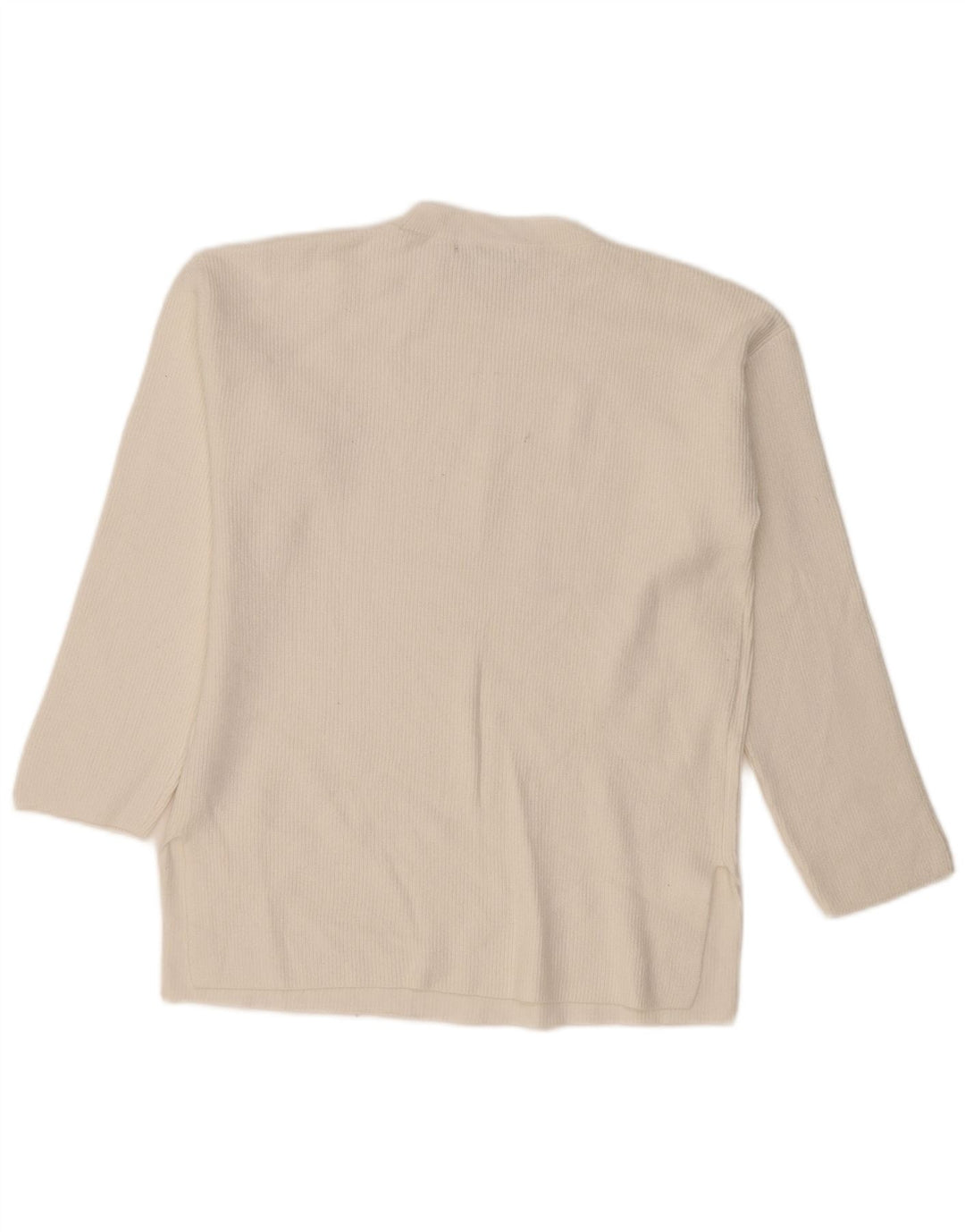 Maglione maglione girocollo da donna Marks & Spencer UK 16 grande viscosa bianca