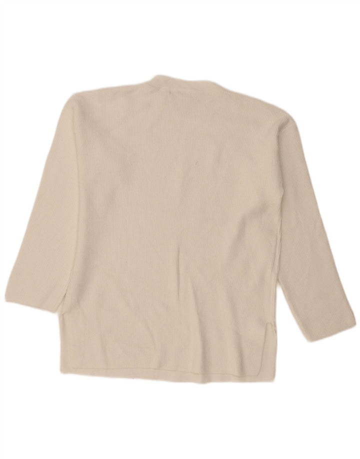 Maglione maglione girocollo da donna Marks & Spencer UK 16 grande viscosa bianca