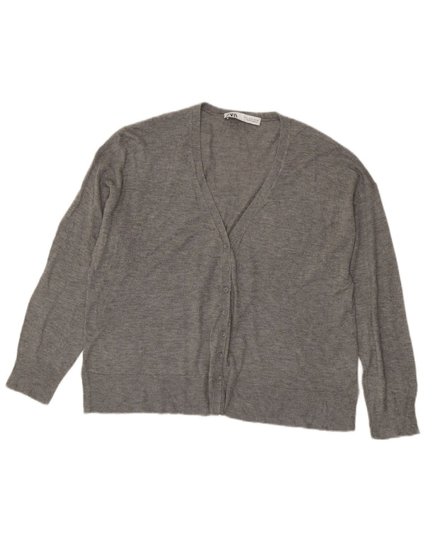 Maglione cardigan da donna Zara UK 14 Viscosa grigio medio