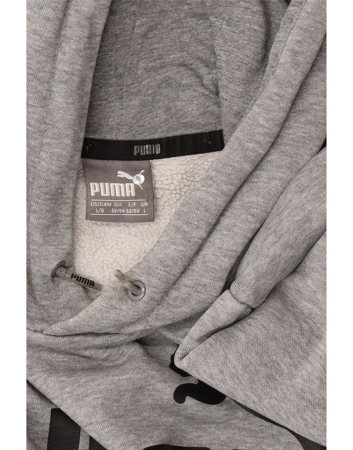 PUMA Mens Graphic Hoodie Jumper Large Grey Vintage Puma and Second-Hand Puma from Messina Hembry 