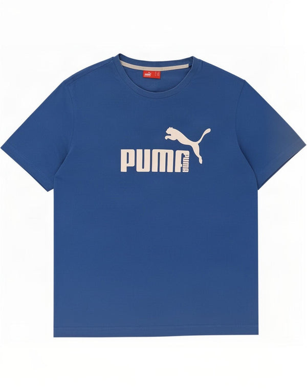 T-shirt grafica da uomo Puma Top in cotone blu medio