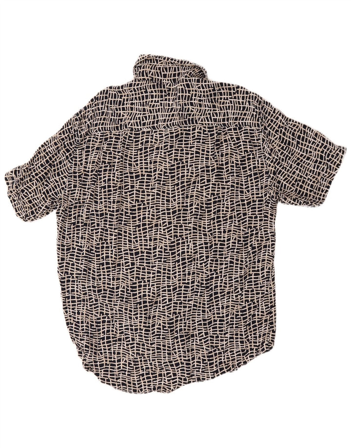 Camicia vintage da uomo a maniche corte grande nera geometrica