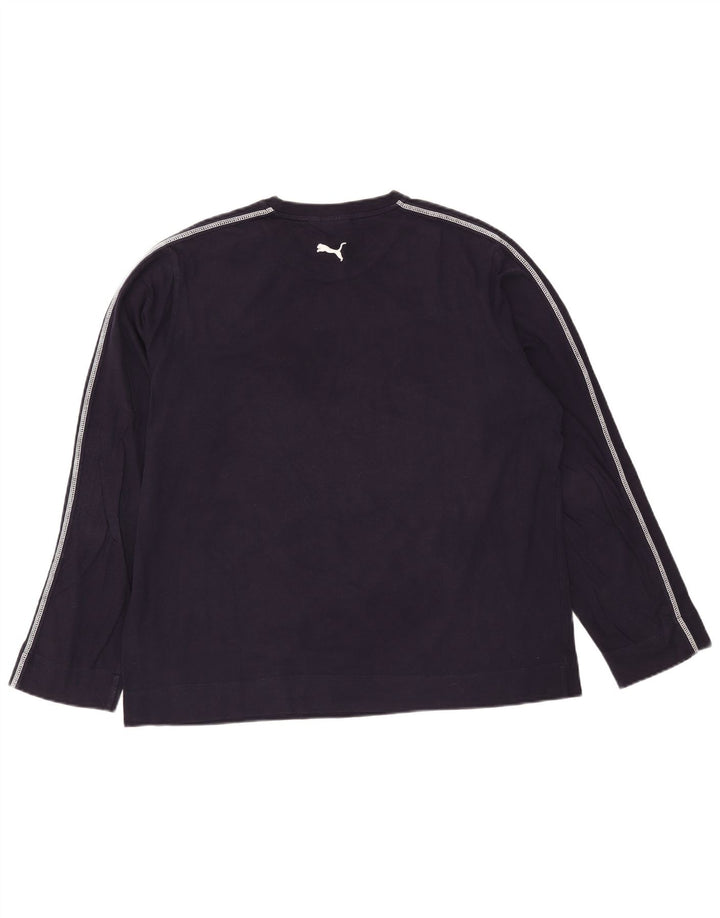 Puma Maglietta grafica da uomo a maniche lunghe XL in cotone blu navy