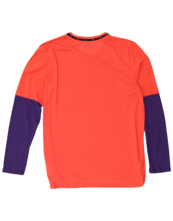 Top Nike Dri Fit Graphic da uomo a maniche lunghe, grande, color block arancione