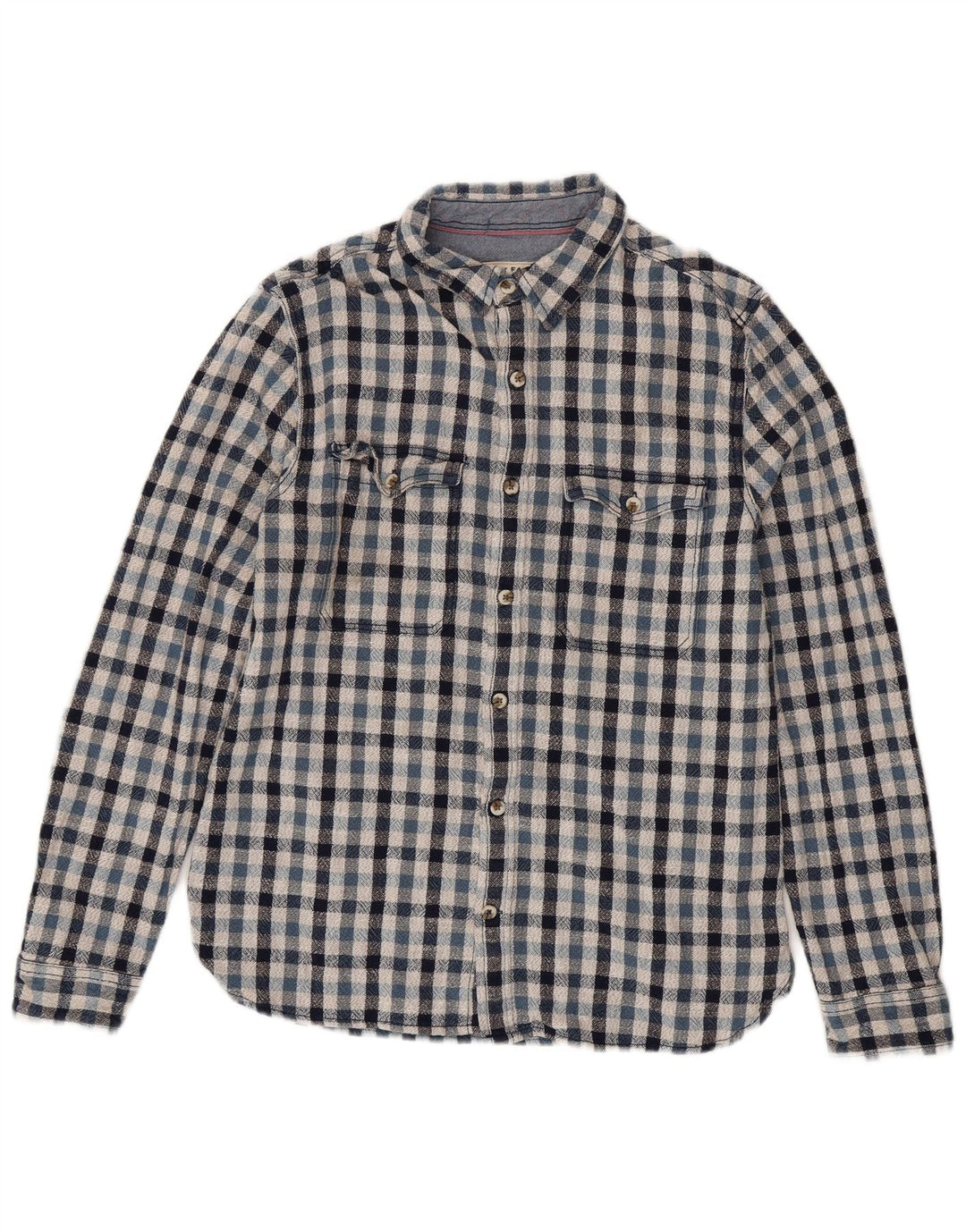 Camicia da uomo in flanella Fat Face in cotone a quadri blu medio