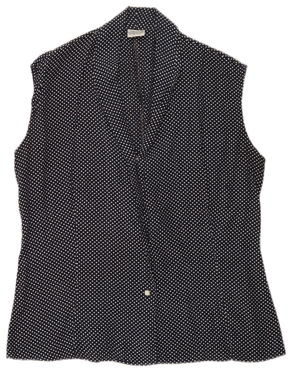 Camicetta senza maniche da donna Benetton UK 16 Large Blu Navy a pois