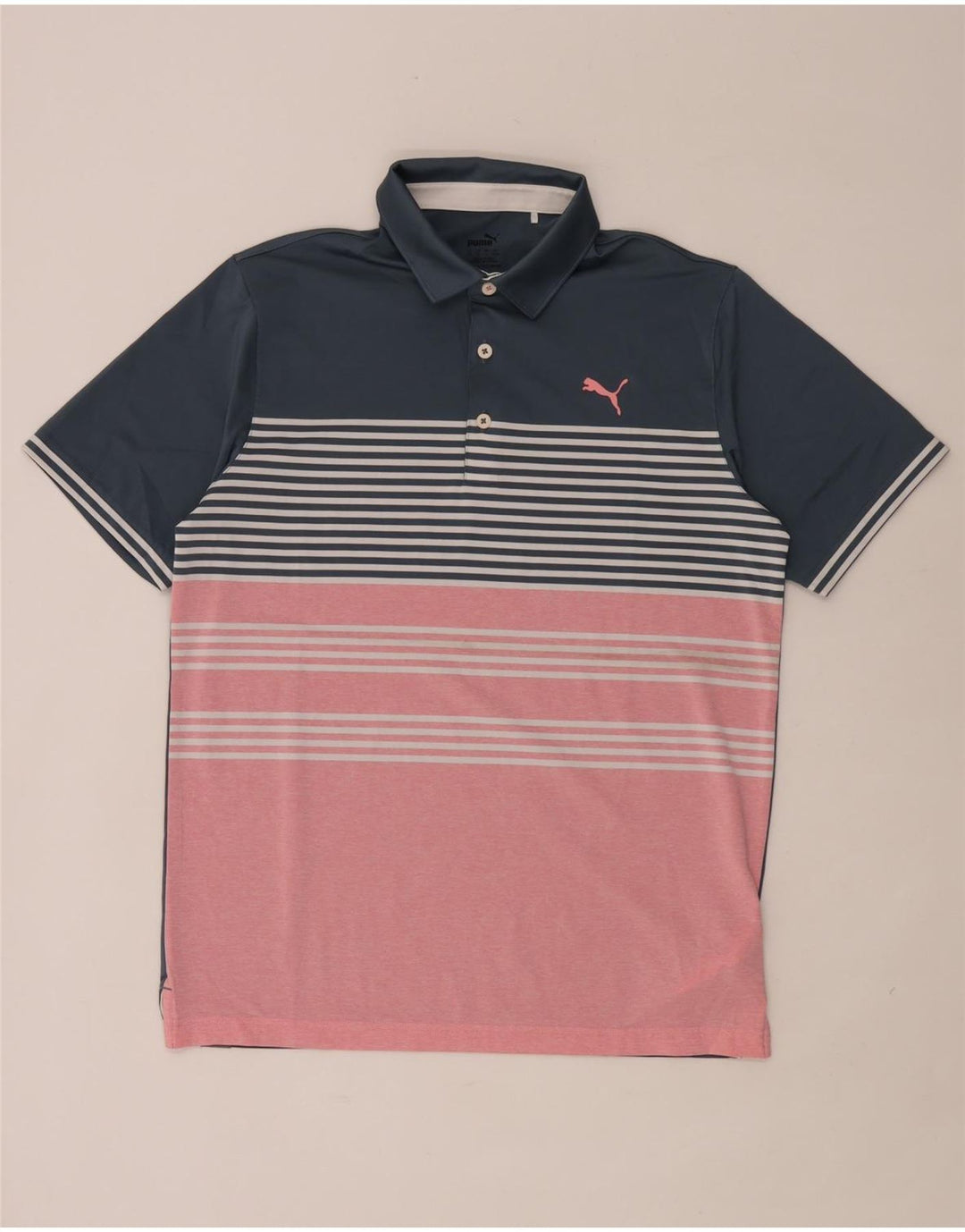Polo da uomo Puma media in poliestere a righe blu navy