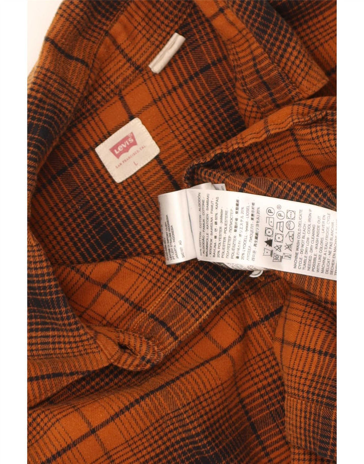 Levi's Camicia in flanella oversize da donna UK 16 Cotone a quadri arancione grande