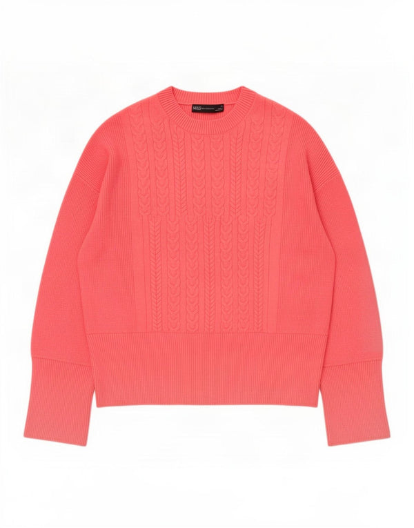 Maglione maglione girocollo da donna Marks & Spencer UK 14 Viscosa rosa medio