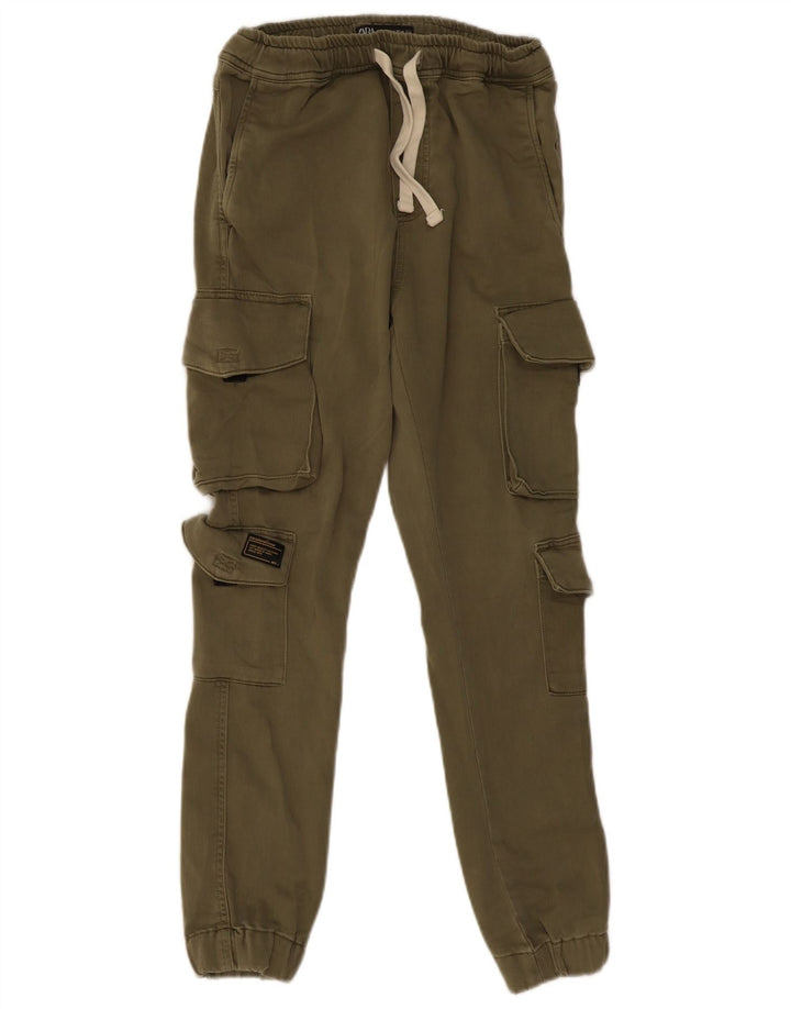 Pantaloni cargo da jogging da uomo Zara piccoli W30 L28 cotone kaki Army