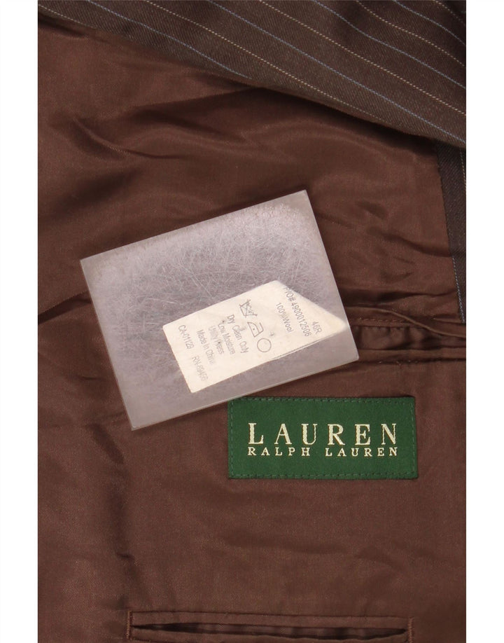 Giacca blazer da uomo a 2 bottoni Ralph Lauren UK 46 3XL Gessato marrone