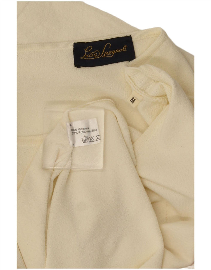 Luisa Spagnoli Top da donna a maniche lunghe UK 14 Viscosa medio bianco sporco