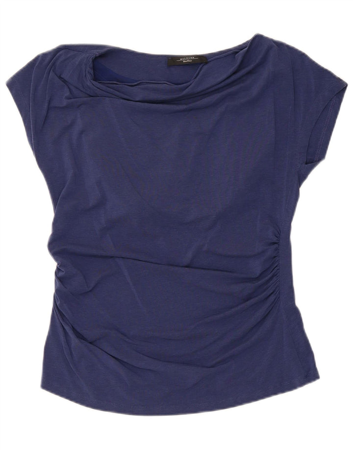 T-shirt da donna Max Mara Top UK 12 Medium blu navy Lyocell