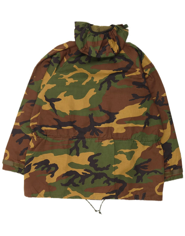 Giacca parka con cappuccio vintage da uomo UK 42 2XL cotone mimetico multicolore